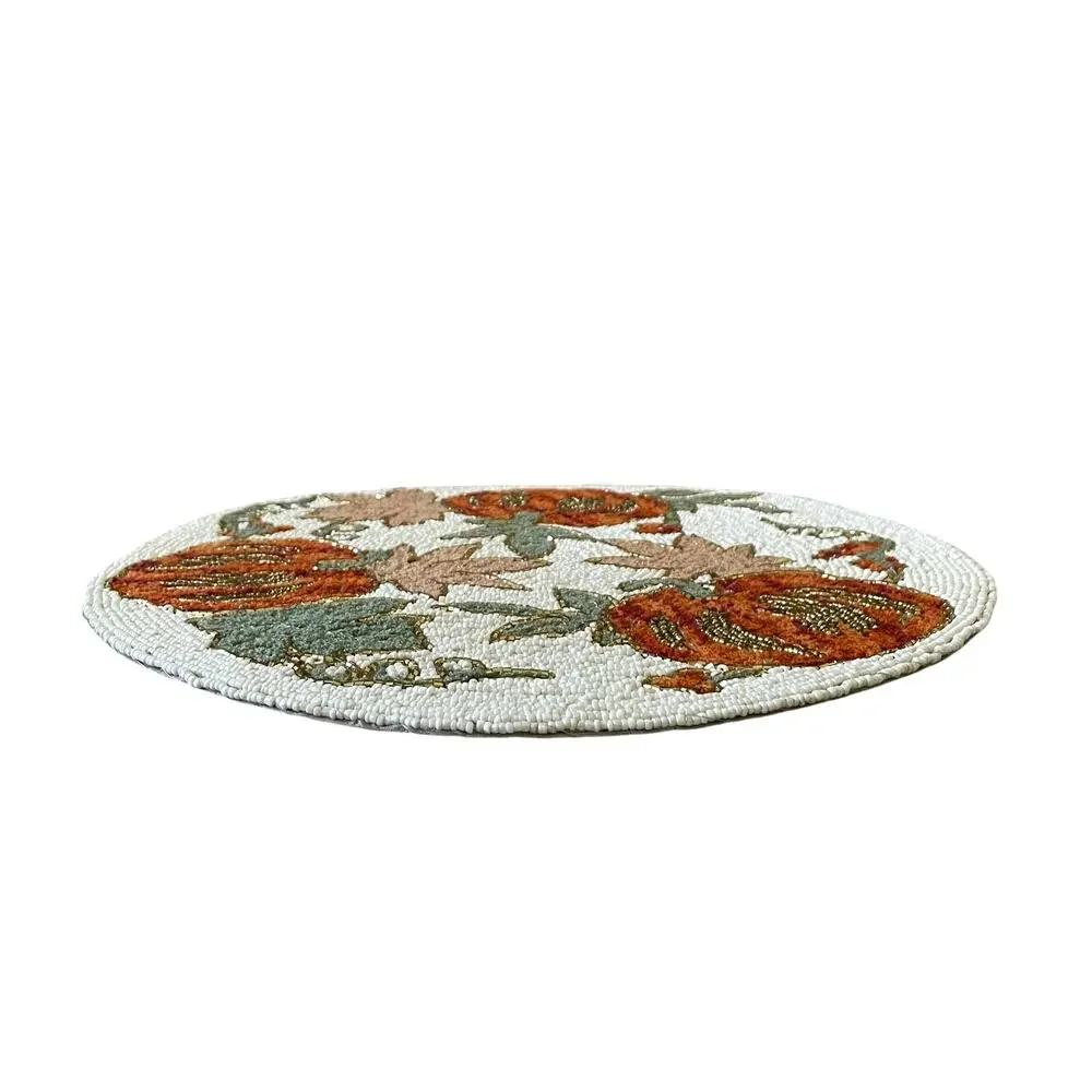 Tahari PUMPKIN  Beaded Placemat Charger 15